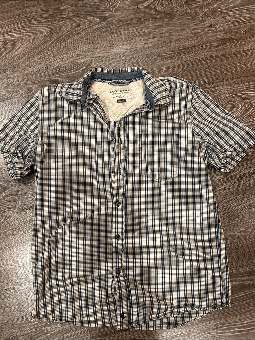 Cody James Short Sleeve Button-Down Shirt - Navy & White Plaid